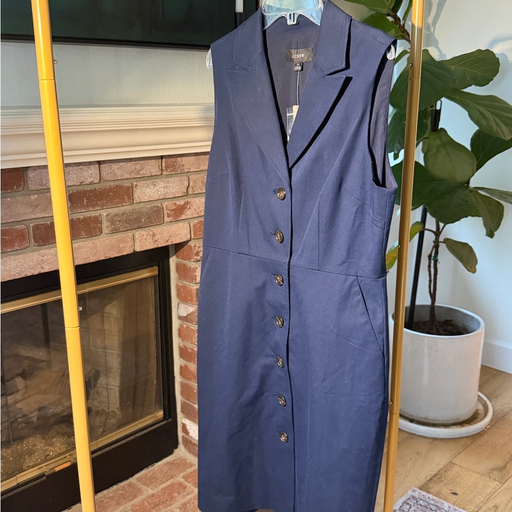 J. Crew Navy Button-Down Midi Dress